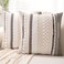 WANLIRD Boho Throw Pillow Covers 18x18 Set of 2 Farmhouse Decorative Cushion Case Striped Square Pillows Cover Chenille Pillow Cases Accent Neutral Pillowcase for Sofa Couch BedWhite