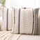 WANLIRD Boho Throw Pillow Covers 18x18 Set of 2 Farmhouse Decorative Cushion Case Striped Square Pillows Cover Chenille Pillow Cases Accent Neutral Pillowcase for Sofa Couch BedWhite