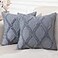 decorUhome Summer Throw Pillow Covers 18x18 Inch Set of 2 Soft Plush Faux Fur Wool Blue Grey Accent Couch Pillow Covers for Modern Farmhouse Bed Sofa Living Room