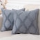 decorUhome Summer Throw Pillow Covers 18x18 Inch Set of 2 Soft Plush Faux Fur Wool Blue Grey Accent Couch Pillow Covers for Modern Farmhouse Bed Sofa Living Room