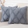decorUhome Summer Throw Pillow Covers 18x18 Inch Set of 2 Soft Plush Faux Fur Wool Blue Grey Accent Couch Pillow Covers for Modern Farmhouse Bed Sofa Living Room