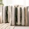 WANLIRD Boho Throw Pillow Covers 18x18 Set of 2 Christmas Decorative Cushion Case Striped Square Pillows Cover Chenille Pillow Cases Accent Neutral Pillowcase for Sofa Couch BedDark Green