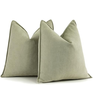 ZWJD Sage Green Pillow Covers 24x24 Set of 2 Chenille Throw Pillow Covers with Elegant Design Soft and Luxurious Decorative Throw Pillows for Couch Bed and Home Decor