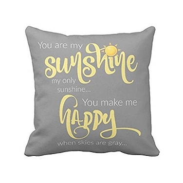 Leaveland 18 x 18 Inch You Are My Sunshine Yellow On Gray with Chevron Soft Cotton Polyester Throw Pillow Cases Home Decor Coshion cover Decoretive pillow cover