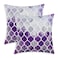 CaliTime Cushion Covers Cosy Cushion Covers for Couch Bed Sofa Manual Hand Painted Colourful Geometric Lattice Chain Print 45 cm x 45 cm Main Grey Purple Aubergine Pack of 2