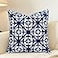 Slow Cow Canvas Embroidery Decorative Throw Pillow Cover Navy Blue Cushion Cover for Living Room 18 x18 Inches