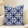 Slow Cow Canvas Embroidery Decorative Throw Pillow Cover Navy Blue Cushion Cover for Living Room 18 x18 Inches