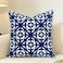 Slow Cow Canvas Embroidery Decorative Throw Pillow Cover Navy Blue Cushion Cover for Living Room 18 x18 Inches