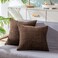 CaliTime Throw Pillow Covers Pack of 2 Comfy Corduroy Corn Striped Waffle Decorative Cushion Cases for Couch Sofa Bed Farmhouse 24 X 24 Inches Brown