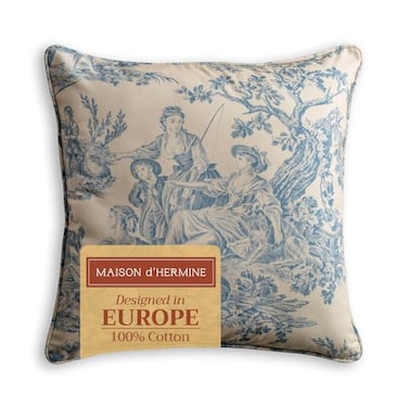 Maison d' Maison d Hermine Decorative Pillow Covers 20 x 20 inch Square 100 Cotton Toile Throw Pillow Covers with Invisible Zipper for Living Room Couch Chair Sofas Spring Summer The Miller Blue