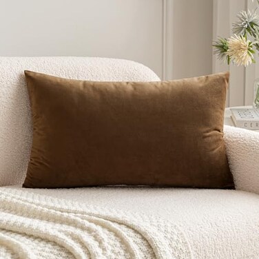 MIULEE 100 polyester Pillow Cover Soft Luxury Decorative Throw Pillow Cover Single Rectangle Cushion Case for Couch Sofa Bedroom Car Decor 12x20 Inch Chocolate