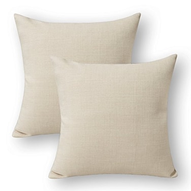 Jeanerlor Square Faux Lined Linen Decorative Striped Throw Pillow Case 24x24 inch Cushion Sham Set for Garden2 Packs60 x 60 cmLight Linen