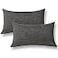 Jeanerlor Home Decoration Faux Linen with Bamboo Texture Euro Throw Pillow Sham Cushion Cover for SofaCouch Dark Grey 12x20Set of 2