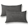 Jeanerlor Home Decoration Faux Linen with Bamboo Texture Euro Throw Pillow Sham Cushion Cover for SofaCouch Dark Grey 12x20Set of 2
