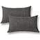 Jeanerlor Home Decoration Faux Linen with Bamboo Texture Euro Throw Pillow Sham Cushion Cover for SofaCouch Dark Grey 12x20Set of 2