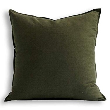 Jeanerlor Solid Cotton Linen Decoration Toss Throw Pillow Sham Cushion Case Special Pillow Cover Delicate Decorative Pillowcase for BedChairCouch 18x1845 x 45cm Olive Green