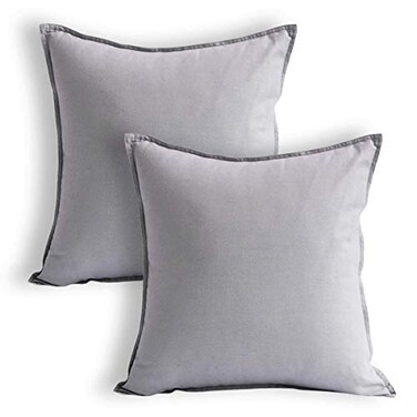 Jeanerlor Pack of 2 Cotton Linen Soft Soild Decorative Square Throw Pillow Covers Set Cushion Case for Sofa Bedroom Car24 x 24 Inch 60 x 60cmSilver Grey