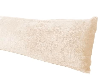 AUCOCU Extra Soft Body Pillow Cover SherpaMicroplush Material 20x54 Inches Zipper Closure Cream