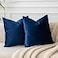 JUSPURBET Throw Pillow Covers Set of 2 Decorative 22x22 Velvet Pillow Covers for Couch Sofa Bed Soft Cushion Covers Cases with Invisible Zipper for Living Room Home DecorNavy Blue