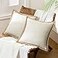 Phantoscope Pack of 2 Farmhouse Decorative Solid Throw Decorative Pillow Cover Burlap Linen Trimmed Tailored Edges Off White 22 x 22 inches 55 x 55 cm