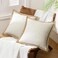 Phantoscope Pack of 2 Farmhouse Decorative Solid Throw Decorative Pillow Cover Burlap Linen Trimmed Tailored Edges Off White 22 x 22 inches 55 x 55 cm