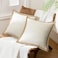 Phantoscope Pack of 2 Farmhouse Decorative Solid Throw Decorative Pillow Cover Burlap Linen Trimmed Tailored Edges Off White 22 x 22 inches 55 x 55 cm