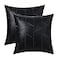 BRAWARM Faux Leather Pillow Covers 18 X 18 Inches Black Leather Pillow Covers Pack of 2 Geometric Embroidery Leather Decorative Throw Pillows for Living Room Couch Bed Sofa Home