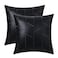 BRAWARM Faux Leather Pillow Covers 18 X 18 Inches Black Leather Pillow Covers Pack of 2 Geometric Embroidery Leather Decorative Throw Pillows for Living Room Couch Bed Sofa Home