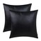 BRAWARM Faux Leather Throw Pillow Covers 18 X 18 Inches Black Leather Pilow Covers Pack of 2 Solid Dyed Leather Pillowcases for Couch Bed Sofa Garden Home Decorative