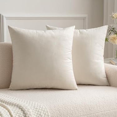 MIULEE Velvet Throw Pillow Covers 22x22 inch Pack of 2 Cream White Soft Solid Decorative Pillow Covers Cushion Cases Modern Luxury Home Decor for Spring Couch Sofa Bedroom Livingroom