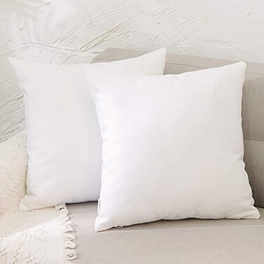 NATUS WEAVER 2 Pack White Pillowcase Soft Faux Linen Square Child Decorative Throw Cushion Cover Pillowcase with Smooth Hidden Zipper for Kid 12 x 12