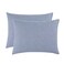 Wake In Cloud Striped Pillow Cases 100 Washed Cotton Ticking Stripe Vertical Pinstripe Neutral Farmhouse Set of 2 Pillowcases Pillow Shams Covers Denim Blue Standard Size 20x26 Inches