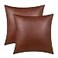 BRAWARM Faux Leather Throw Pillow Covers 16 X 16 Inches Brown Leather Pilow Covers Pack of 2 Solid Dyed Leather Pillowcases for Couch Bed Sofa Garden Home Decorative