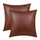 BRAWARM Faux Leather Throw Pillow Covers 16 X 16 Inches Brown Leather Pilow Covers Pack of 2 Solid Dyed Leather Pillowcases for Couch Bed Sofa Garden Home Decorative