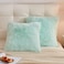 LIFEREVO 2 Pack Fluffy Faux Fur Pillow Shams18 x 18 Inches Throw Pillow CoversLuxury Decorative Furry Pillowcases Cushion Cover for ChristmasZipper ClosureNo Pillow Insert Mint