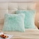 LIFEREVO 2 Pack Fluffy Faux Fur Pillow Shams18 x 18 Inches Throw Pillow CoversLuxury Decorative Furry Pillowcases Cushion Cover for ChristmasZipper ClosureNo Pillow Insert Mint
