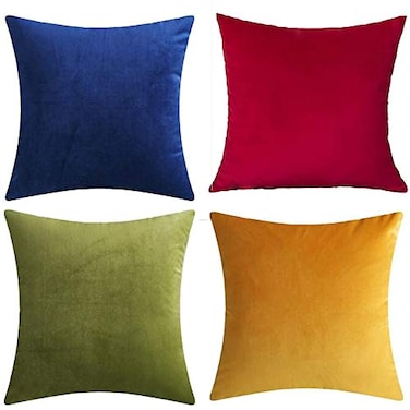 Andreannie Pack of 4 Gold Velvet Cozy Decorative Throw Pillow Covers 18x18 Soft Cushion Case for Couch Sofa Bed Mixed 4 Pcs 18 x 18 Pack of 4