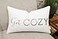 YugTex Get Cozy Quote Lumbar Pillow Cover 12x20 Ivory Embroidered Cotton Accent