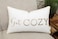 YugTex Get Cozy Quote Lumbar Pillow Cover 12x20 Ivory Embroidered Cotton Accent