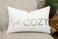 YugTex Get Cozy Quote Lumbar Pillow Cover 12x20 Ivory Embroidered Cotton Accent