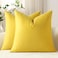 DEZENE Throw Pillow Covers 20x20 Yellow Pack of 2 Cozy Soft Velvet Square Modern Luxury Decorative Throw Pillow Cases for Sofa Couch Living Room Bed Home Decor