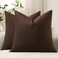 DEZENE Throw Pillow Covers 20x20 Chocolate Brown Pack of 2 Cozy Soft Velvet Square Modern Luxury Decorative Throw Pillow Cases for Sofa Couch Living Room Bed Home Decor