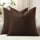 DEZENE Throw Pillow Covers 20x20 Chocolate Brown Pack of 2 Cozy Soft Velvet Square Modern Luxury Decorative Throw Pillow Cases for Sofa Couch Living Room Bed Home Decor