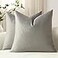 DEZENE Throw Pillow Covers 20x20 LightGrey Pack of 2 Cozy Soft Velvet Square Modern Luxury Decorative Throw Pillow Cases for Sofa Couch Living Room Bed Home Decor