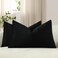 DEZENE Lumbar Pillow Covers 12x20 Black Pack of 2 Cozy Soft Velvet Rectangular Modern Luxury Decorative Throw Pillow Cases for Sofa Couch Living Room Bed Home Decor