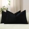 DEZENE Lumbar Pillow Covers 12x20 Black Pack of 2 Cozy Soft Velvet Rectangular Modern Luxury Decorative Throw Pillow Cases for Sofa Couch Living Room Bed Home Decor
