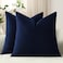 DEZENE Throw Pillow Covers 16x16 Navy Blue Pack of 2 Cozy Soft Velvet Square Modern Luxury Decorative Throw Pillow Cases for Sofa Couch Living Room Bed Home Decor