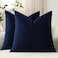 DEZENE Throw Pillow Covers 16x16 Navy Blue Pack of 2 Cozy Soft Velvet Square Modern Luxury Decorative Throw Pillow Cases for Sofa Couch Living Room Bed Home Decor