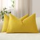 DEZENE Lumbar Pillow Covers 12x20 Yellow Pack of 2 Cozy Soft Velvet Rectangular Modern Luxury Decorative Throw Pillow Cases for Sofa Couch Living Room Bed Home Decor