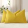 DEZENE Lumbar Pillow Covers 12x20 Yellow Pack of 2 Cozy Soft Velvet Rectangular Modern Luxury Decorative Throw Pillow Cases for Sofa Couch Living Room Bed Home Decor